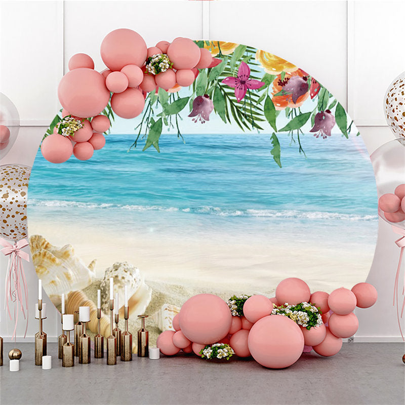 Lofaris Hawaii Beach Themed Round Backdrop For Holiday Party