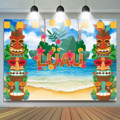 Lofaris Hawaii Blue Sky Beach Monstera Luau Summer Backdrop
