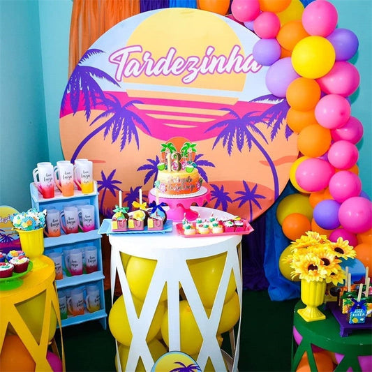 Lofaris Hawaii Summer Beach With Coconut Tree Circle Backdrop