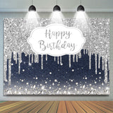 Load image into Gallery viewer, Lofaris Haze Blue And Silver Bokeh Happy Birthday Backdrop