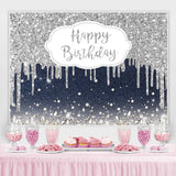 Load image into Gallery viewer, Lofaris Haze Blue And Silver Bokeh Happy Birthday Backdrop