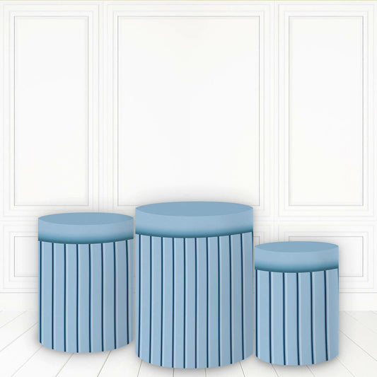 Lofaris Haze Blue Simple Stripes Pedestal Cover For Cake Table Decoration