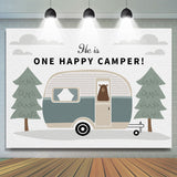 Load image into Gallery viewer, Lofaris He Is One Happy Camper Jungle Birthday Backdrop