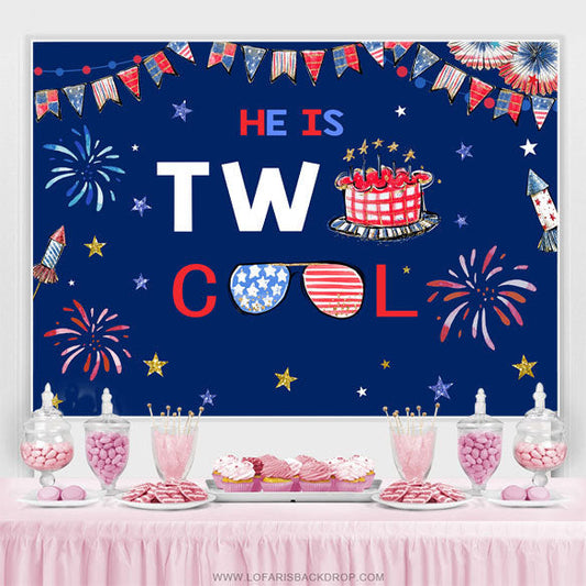 Lofaris He Is Two Cool Blue Happy 2Nd Birthday Backdrop For Boys