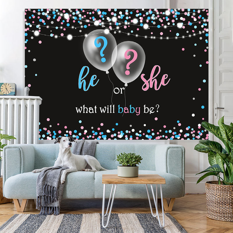 Lofaris He or She Blue and Pink Balloon Baby Shower Backdrop