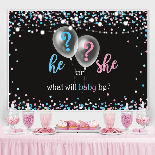 Lofaris He or She Blue and Pink Balloon Baby Shower Backdrop