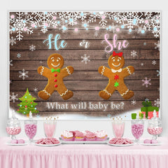 Lofaris He or She Gingerbread Man Wooden Baby Shower Backdrop