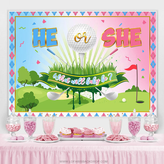 Lofaris Cute Golf Course Theme Gender Baby Shower Backdrop