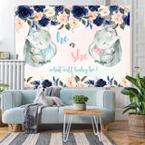 Load image into Gallery viewer, Lofaris He or She Pink and Blue Roses Baby Shower Backdrop