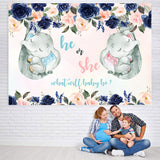 Load image into Gallery viewer, Lofaris He or She Pink and Blue Roses Baby Shower Backdrop