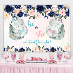 Lofaris He or She Pink and Blue Roses Baby Shower Backdrop
