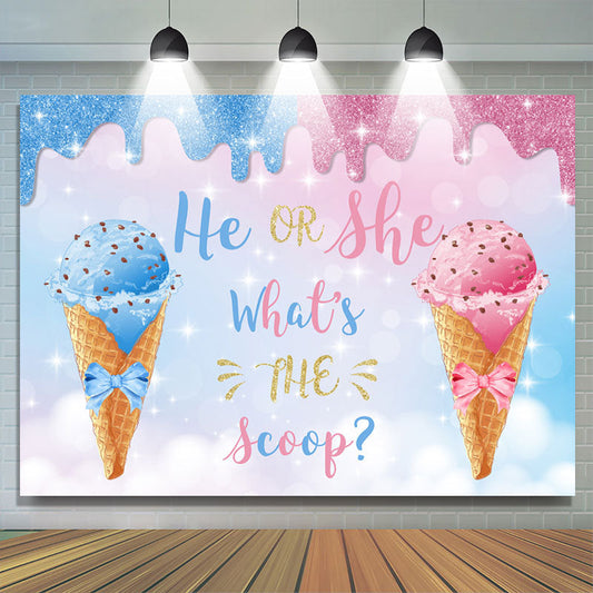 Lofaris He Or She What Is The Scoop Cute Baby Shower Backdrop