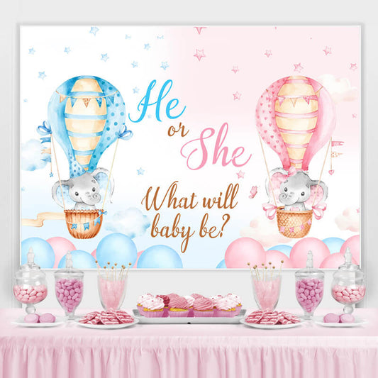 Lofaris He Or She What Will Baby Be Elephant Shower Backdrop