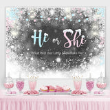 Load image into Gallery viewer, Lofaris He or She White Snow Ice-Themed Baby Shower Bakcground