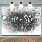 Load image into Gallery viewer, Lofaris He or She White Snow Ice-Themed Baby Shower Bakcground