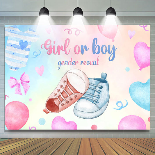 Lofaris Heart Balloon Shoe Gender Reveal Baby Shower Backdrop