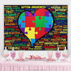 Lofaris Heart Puzzle Autism Awareness Day Party Backdrop