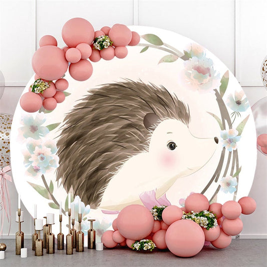 Lofaris Hedgehog Flower And Butterfly Themed Circle Backdrop