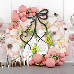 Lofaris Heels And Floral Round Birthday Party Backdrop For Girl