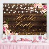Load image into Gallery viewer, Lofaris Hello Forty Floral Gold Glitter Backdrop for Birthday