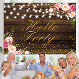 Load image into Gallery viewer, Lofaris Hello Forty Floral Gold Glitter Backdrop for Birthday