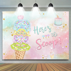 Lofaris Heres The Scoop Ice Cream Balls Cake Birthday Backdrop