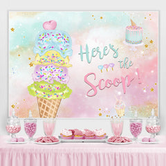 Lofaris Heres The Scoop Ice Cream Balls Cake Birthday Backdrop