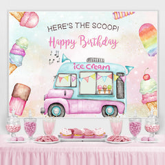 Lofaris Heres The Scoop Ice Cream Cart Sweet Birthday Backdrop