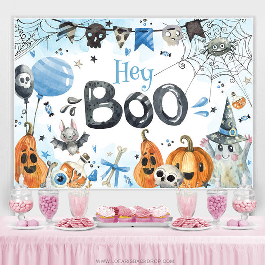 Lofaris Hey Boo Ghost Balloon Halloween Baby Shower Backdrop