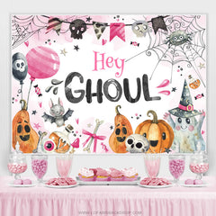 Lofaris Hey Ghoul Pink Lovely Halloween Baby Shower Backdrop