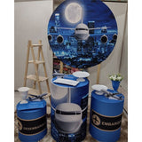 Load image into Gallery viewer, Lofaris High Builddings And Airplane Round Birthday Backdrop Kit