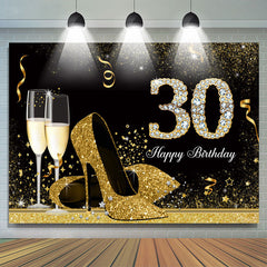 Lofaris High Heels Gold and Black 30th Birthday Backdrop