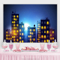 Lofaris High-Rise Building Modern Night Moonlight Backdrop