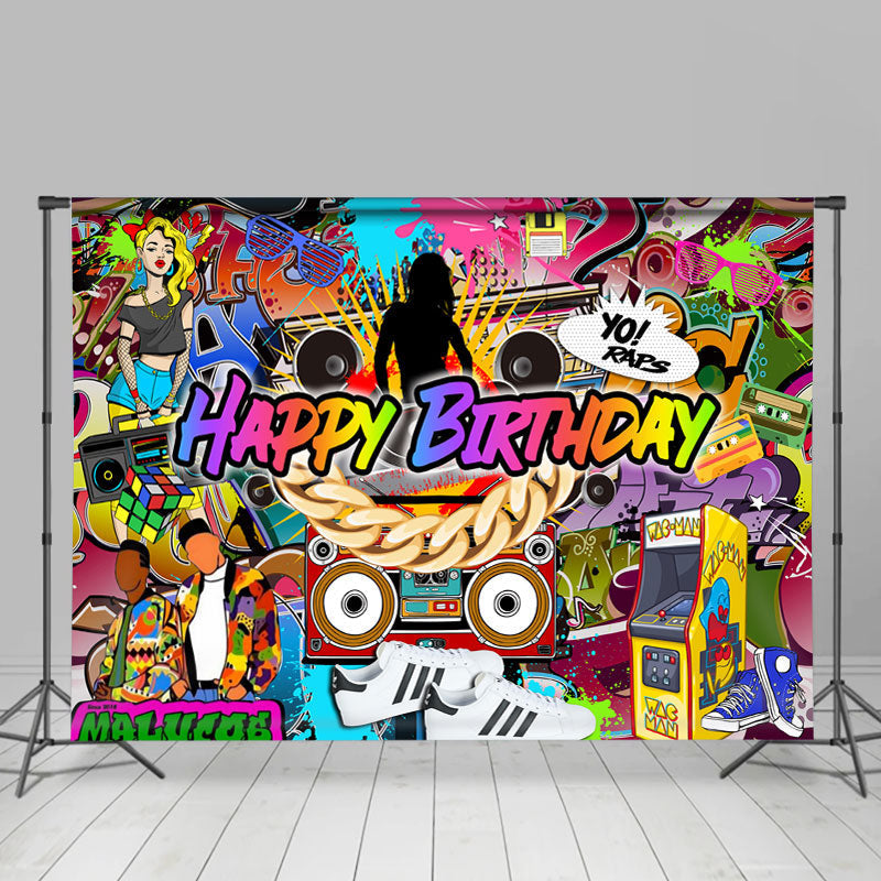 Lofaris Hip Hop Abstract Graffiti Themed Birthday Backdrop