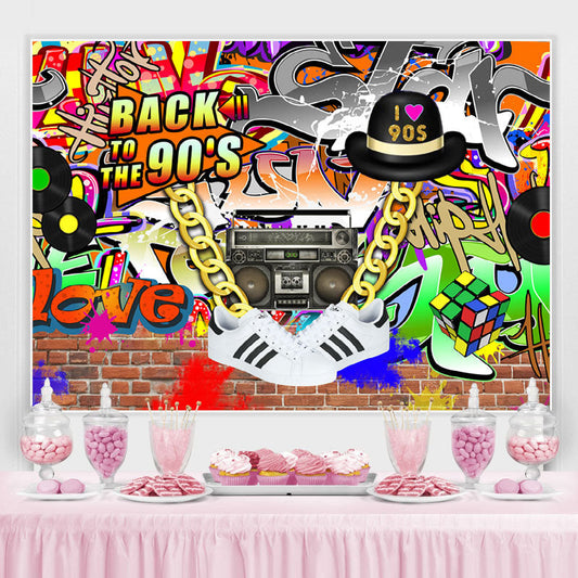 Lofaris Hip Hop Back To The 90s Birthday Backdrop For Party