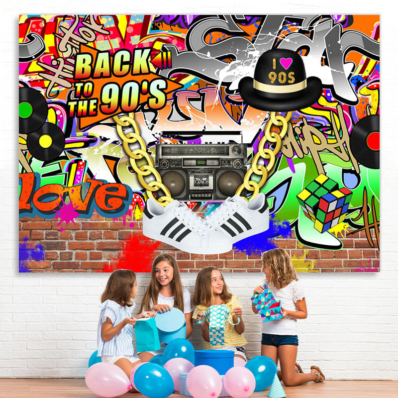 Lofaris Hip Hop Back To The 90s Birthday Backdrop For Party