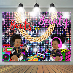 Lofaris Hip Hop Beats Or Beauty Glitter Baby Shower Backdrop