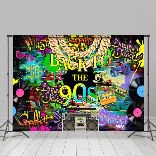 Lofaris Hip Hop Graffiti Brick Wall 90s Themed Party Backdrops