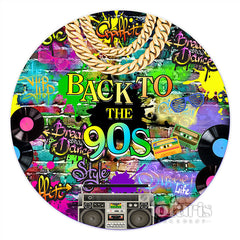 Lofaris Hip Hop Graffiti Wall 90s Themed Round Birthday Backdrop