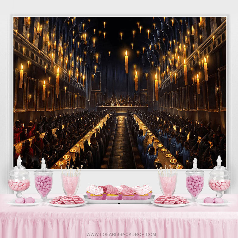 Lofaris Hogwarts Theme Dark Dinning Backdrop For Birthday Banner
