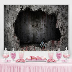 Lofaris Hole and Bloody Walls Scary Halloween Party Backdrop