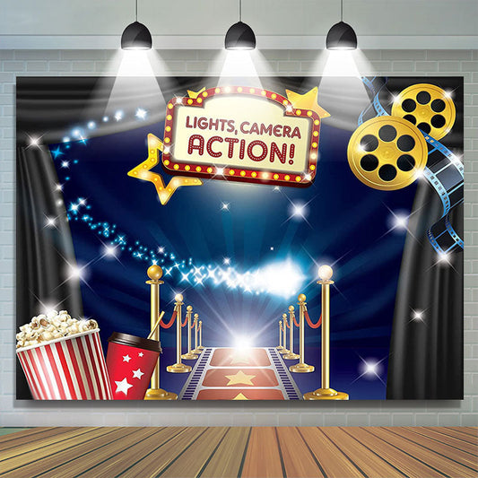 Lofaris Hollywood Movie Theme Birthday Party Backdrop Banner