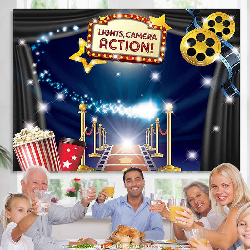 Lofaris Hollywood Movie Theme Birthday Party Backdrop Banner