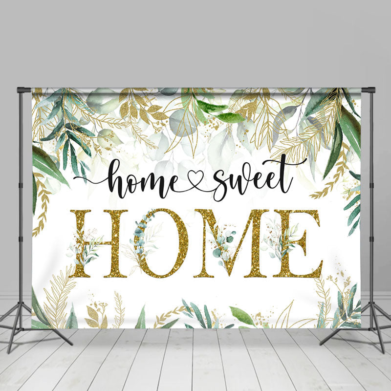 Lofaris Home Sweet Green Leaves Gold Backdrops for Party