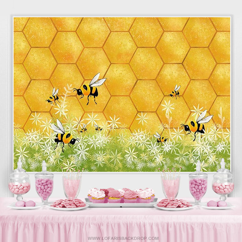 Lofaris Little Honey Bee Is on The Way Baby Shower Backdrop | Backdrops for Baby Shower | Backdrops for Baby Showers | Outdoor Baby Shower Backdrop