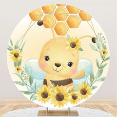 Lofaris Honeybee And Sunflower Circle Baby Shower Backdrop