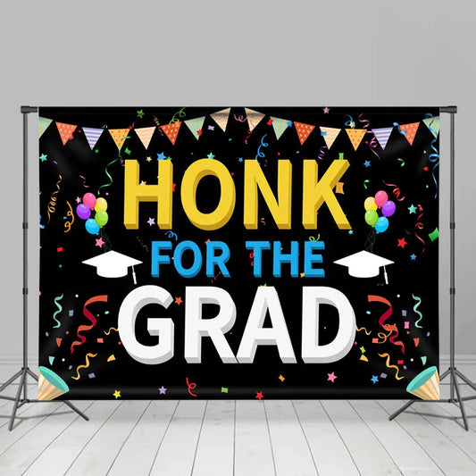 Lofaris Honk For The Grad Balloon Ribbon Sweet Backdrop