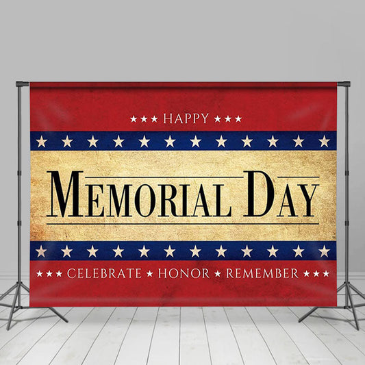 Lofaris Honor Remember Retro Yellow Red Memorial Day Backdrop