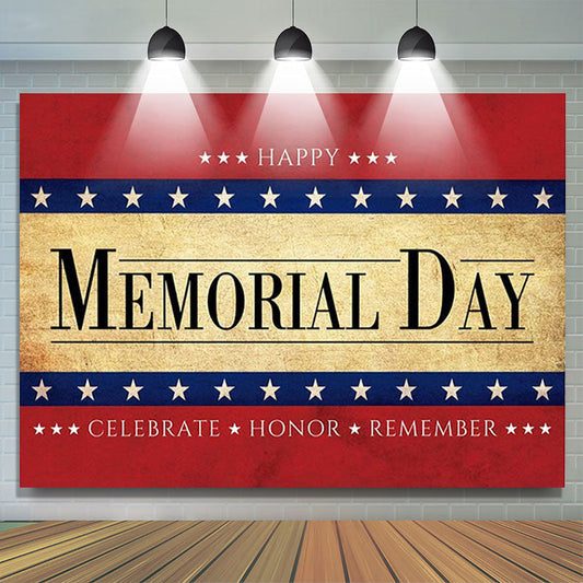 Lofaris Honor Remember Retro Yellow Red Memorial Day Backdrop