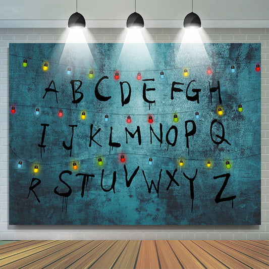 Lofaris Horrible Alphabet With Colorful Light Halloween Backdrop